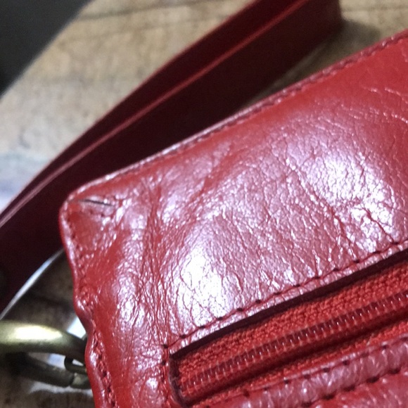 Alt Red Leather Wallet Wristlet W/Big Stud Snap - Picture 14 of 17